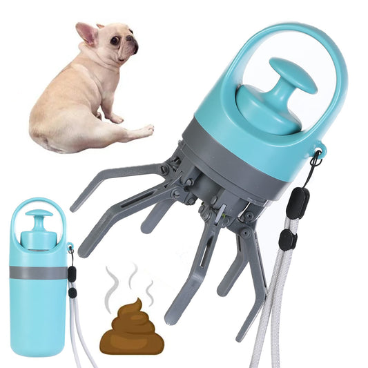 Portable Lightweight Dog Pooper Scooper With Built-in Poop Bag Dispenser Eight-claw Shovel For Pet Toilet Picker Pet Products Shipping included