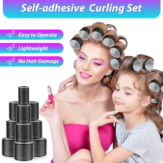 Hair Curlers Set with 24 Rollers (6 Jumbo, 6 Large, 6 Medium, 6 Small) and 24 Clips for All Hair Lengths (Black) Black