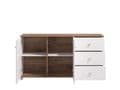 Champagne White Gloss And Warm Oak Effect Sideboard - 3442 RZ