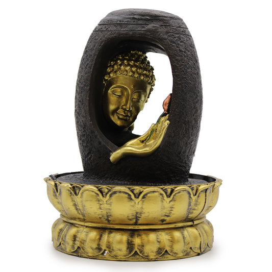 Tabletop Water Feature - 30cm - Golden Buddha & Vitarka Mudra WaterF-04